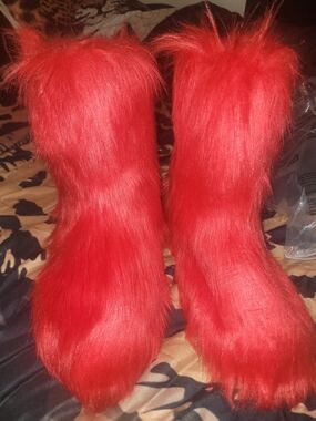 Bold Red Faux Fur Boot
